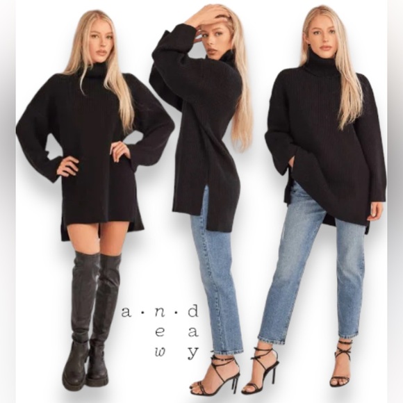 a new day Sweaters - NWOT A NEW DAY WOMANS TURTLENECK HIGH LOW SIDE SLIT OVERSIZED SWEATER/ DRESS